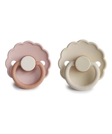 Frigg Daisy Latex Pacifier 2-Pack | BPA-Free Natural Rubber | Symmetrical Cherry Shape | Made in Denmark | Biscuit/Cream Size 1 (0-6 Months) - Buy Online on SooperMarket.com