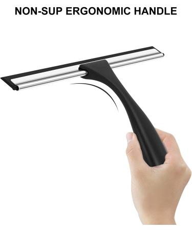 SetSail Stainless Steel Shower Squeegee - 10 Inches Black | Heavy-Duty Bathroom & Glass Door Cleaner with Non-Slip Handle - Buy Online on SooperMarket.com