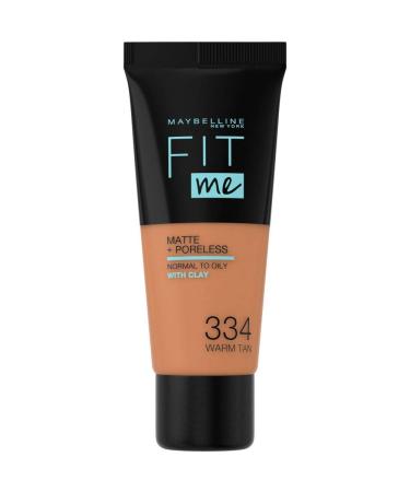 MAYBELLINE New York Fit me Matte and Poreless Make-up No. 334 Warm Tan 30 ml 1 piece 30 ml (1 pack) 334 warm tan