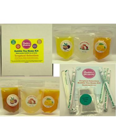 Bubble Heaven Fruity Tropical Selection Boba Bubble Tea Make at Home Kit 6-9 Extra Large Drinks 1 Count (Pack of 1)
