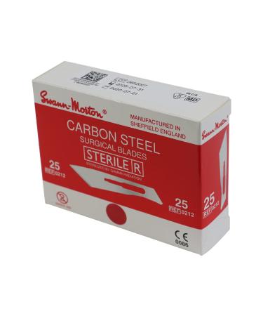 Swann-Morton 0208 Carbon Steel Surgical Scalpel Blade Sterile Size #22 Individual Foil Pack 100 Count 22 EU