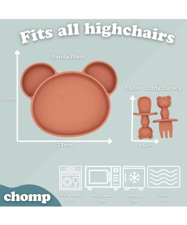 Chomp Suction Plate and Cutlery Set - Spiced Orange | Baby Weaning Gift Set | Dishwasher Safe Silicone Tableware - Buy Online on SooperMarket.com