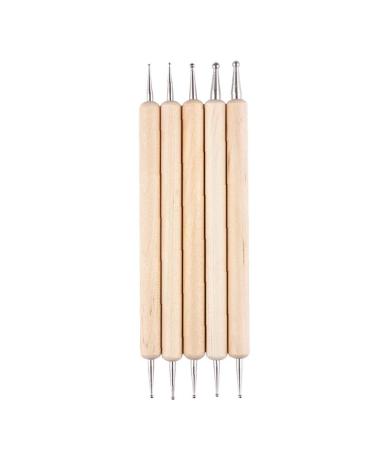 TOSSPER 5pcs 2-Way Wooden Dotting Pen Set Marbleizing Tool Nail Art Dot Dotting Tools Kit