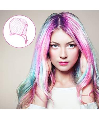 6-Piece Highlight Hair Cap Set with Needles | Salon Hair Coloring & Highlighting Dye Cap Kit | Hairdressing Tool in Purple, Blue, Pink - Buy Online on SooperMarket.com