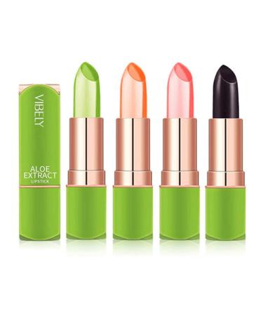 4 Pieces Magical Color Change Aloe Vera Lipstick | Dulele Waterproof Long-Lasting Lip Balm | Best Makeup Cosmetics - Buy Online on SooperMarket.com