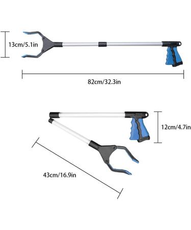 Reacher Grabber Tool Pickup Tool Reaching Assist Tool for Trash Pick Up Nabber Litter Picker 82cm Foldable Grabber Reacher for Elderly Lightweight Extra Long Handy Trash Claw Grabber Arm Extension Blue - Buy Online on SooperMarket.com