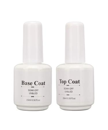 Nail Base Top Coat Set Soak Off LED Nail Lamp Gel Base Top Coat Super Bright Wear Resistant Safe UV Gel Polish Nail Art Set for Nail Salon DIY Home