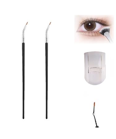 Angled Fan Shaped Eyelash Brush Eyelash Comb Separator Eyelash Comb Brush Mascara Fan Brush for Lashes Portable Folding Cosmetic Brushes Eyelash Separator Bent Applicators (2pcs Eyeliner Brush)