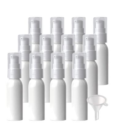 ZEOABSY 12 Pieces 30 ml White Lotion Bottles with White Pump 30ml Empty PET Plastic Lotion Pump Bottle Cosmetic Gel Travel Container for Cosmetic Make up Cleaning + 2 x Funnel Green 30ml