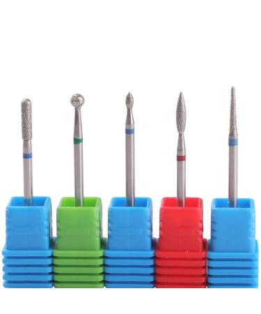 MZCMSL Russian Manicure Drill Bits, Cylinder/Ball/Flame/Needle Cuticle Bit,3/32 Shank Diamond Nail Drill Bit,5pcs Russian Cuticle Bits Set