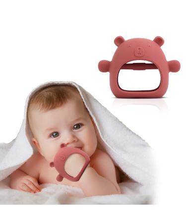 Eccomeri Beißring Baby - Beissring Baby - biting toys baby - Greifling baby 0-6 months - dental aid baby bite ring - baby toys 6 months (red)