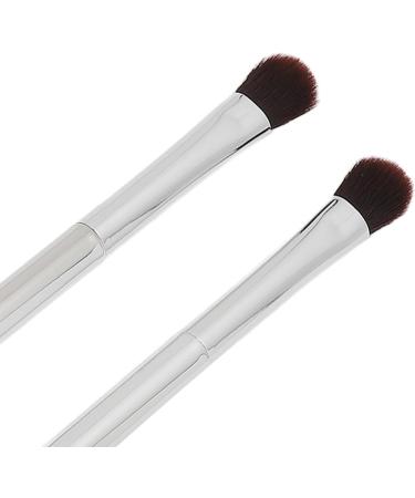 Slanted Eyebrow Brush Professional Double Ended Ergonomic Silver Portable 2pcs Eyeshadow Brush Makeup for Party - Buy Online on SooperMarket.com