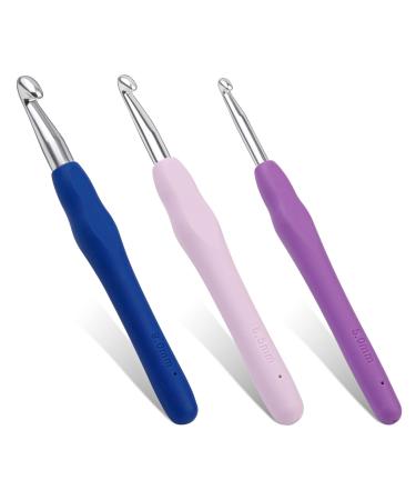3 Sizes Crochet Hooks,Ergonomic Arthritis Handle,5.5 inch Long Beginner's Knitting Needle and Color Soft Handle Smooth Knitting Needle DIY Knitting Kit for Knitting Sweaters,Scarves and Hats 5.0 mm /6.5 mm / 9.0 mm