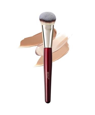 BEILI Foundation brush make-up brush angled foundation brush contour brush professional brushes for blending liquid cream powder polishing dotting (Red)