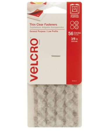 VELCRO Brand - Thin Clear Fasteners | General Purpose/ Low Profile | Perfect for Home or Office | 3/8 Circles 56-Count - Clear Coins 3/8in 56 Count