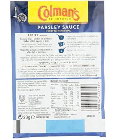 Colman's Parsley Sauce Mix 20g: Delicious and Easy to Prepare - Buy Online on SooperMarket.com