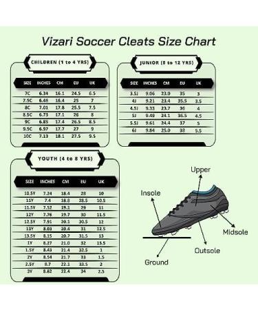 Vizari Ranger FG Football Shoes for Kids | Outdoor Soccer Cleats for Boys & Girls - Size 32 EU - Blue/Black - Buy Online on SooperMarket.com