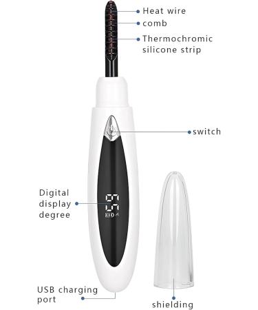 TBeautfave Heated Eyelash Curler Electric Eyelash Curler 10s Quick Heat Eyelash Curlers Double Heating Wires Wand-Shaped Tip 3 Temperature Settings Curled Lasting for Eye Beauty Makeup - Buy Online on SooperMarket.com