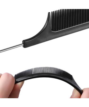 Dazisen Anti-Static Tail Combs Set - Fine Tooth Salon Barber Hairdressing Comb with Stainless Steel Handle for Men and Women - Black (Pack of 3) - Buy Online on SooperMarket.com