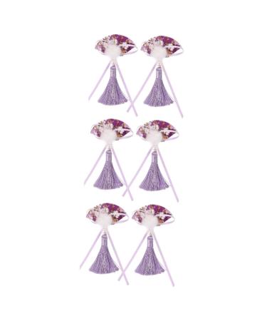 minkissy 3 Pairs Scalloped Tassel Hair Clip Toddler Hairpin Japanese-style Fabric Purple