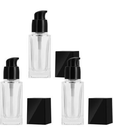 minkissy 3pcs Empty Glass Pump Bottles Square Cosmetic Bottles Refillable Makeup Dispensers for Foundation Lotion Cream 30ml (Black Cap) - Buy Online on SooperMarket.com