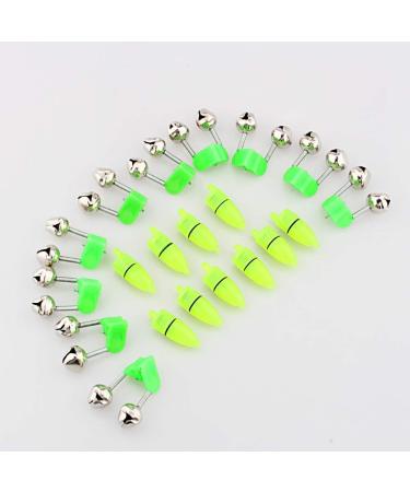 Zerone LED Twin Bells Fishing Alarm - 10 Pcs Night Fishing Accessory with Rod Clip Tip - Green Fish Bait Alert - Buy Online on SooperMarket.com