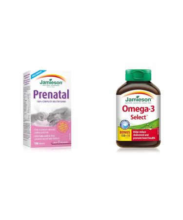 Jamieson Prenatal Multivitamin 100Caplets (Package May Vary) & Omega-3 Select 1 000 mg