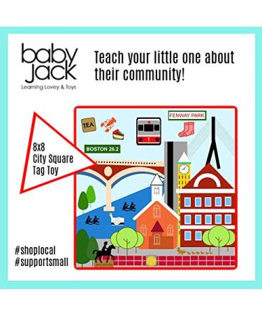 Baby Jack & Co 8x8 Learning Lovey Boston Massachusetts Tag Toy for Babies - Crinkle & Safe - USA Cities & Shapes - BPA Free - Ideal Baby Gift - Buy Online on SooperMarket.com