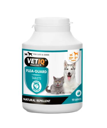 VetIQ Flea Guard Flea Treatment for Dogs & Cats Keeps Fleas Ticks & Mosquitoes Away Natural Flea Treatment With B Vitamins & Garlic Dog & Cat Flea Treatment For Healthy Skin 90 count (Pack of 1)