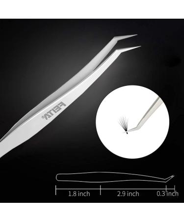 Feita Professional Stainless Steel Volume Eyelash Extension Tweezers - Angled & Curved Precision Tools for 3D-6D Lashes & Hair Removal (Set of 2) - Buy Online on SooperMarket.com