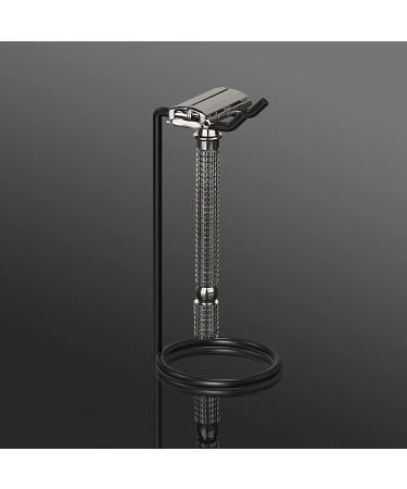 Linkidea Stainless Steel Safety Razor Stand | Shaving Brush Holder for Men | Fusion 5 Proshield & Proglide, Mach 3 Compatible | Deluxe Shaving Holder Base (Black) - Buy Online on SooperMarket.com