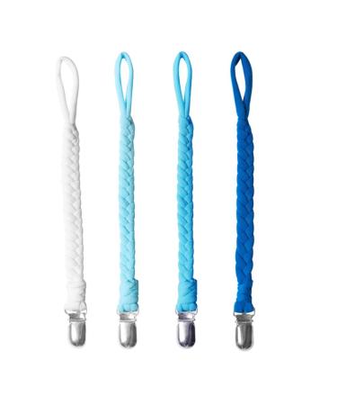 EXQUILEG 4Pcs Pacifier Strap Baby Pacifier Chain Clips Cotton Pacifier Strap With Stainless Steel Clamps for Unisex Baby (LA11)
