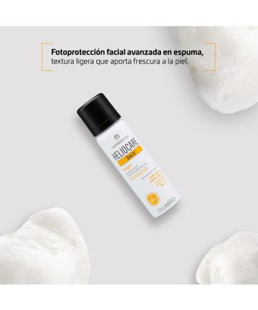 Heliocare 360 Airgel SPF50+ 60ml | Mousse Sunscreen for Face & Neck | UVA UVB Visible Light Infrared-A Anti-Ageing Sun Protection | Suits All Skin Types | Matte Finish | Supercharged with Antioxidants - Buy Online on SooperMarket.com