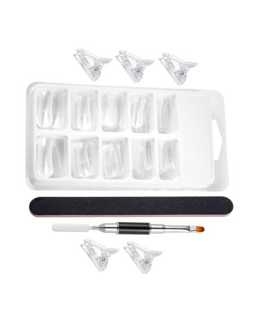 POPETPOP 1 Set nail extension set clear fake nail tips clear acrylic nail tips nail extension forms extension nail gel Manicure Extension False Nail pedicure brush plastic artificial 17.8x1.2cm As Shown