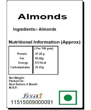 Jaiccha Ghasitaram Diwali Gifts Dryfruit - American/ Califonia Almonds 400 GMS in Brown Paper Pouch with 2 T-Lites - Buy Online on SooperMarket.com
