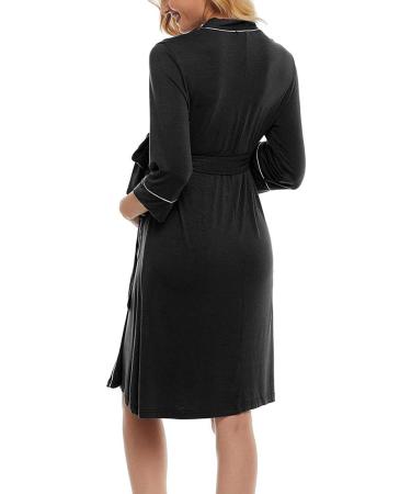 OCCIENTEC Women's Maternity Nursing Robe | Hospital Delivery Nightgown | Breastfeeding Nightdress | XL Black - Buy Online on SooperMarket.com