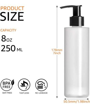 TEEROVA Plastic Pump Dispenser Bottles 8 oz BPA-Free Empty Refillable Containers for Lotion Shampoo and Massage Oil (Pack of 4) - Buy Online on SooperMarket.com