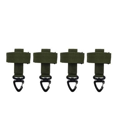 SUSU BLOCK 4 Pack Nylon Gloves Holder Tactical Gear Glove Strap Adjustable Work Glove Holder Firefighting Tactical Gloves Strap Climbing Rope Storage Holder Hunter Connect Strap with Keychain Green