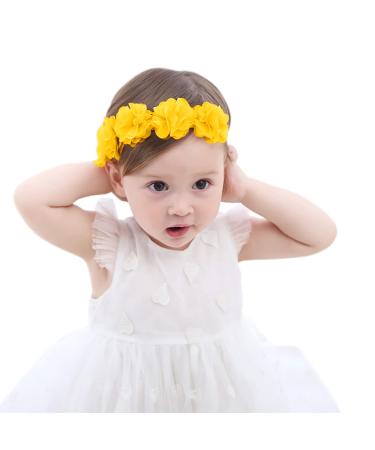 Fmeida Baby Headband Baby Girls Flower Headbands Stretchy Soft Newborn Infant Hair Accessories Floral Birthday Headbands for 4-24 Months Yellow