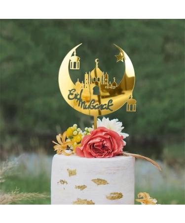 Eid Mubarak Cake Toppers Golden Ramadan Cake Topper Acrylic Moon Cake Topper for Islamic Muslim Festival Decorations - Buy Online on SooperMarket.com