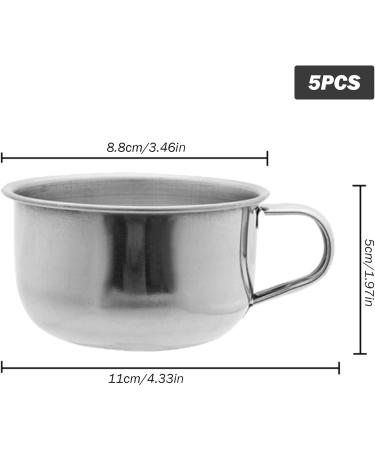 Premium Stainless Steel Shaving Bowl Set - 5pcs Large 4.3 Mug with Handle for Home & Barber Shop Use - Buy Online on SooperMarket.com