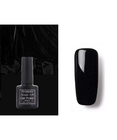 AQUAPURITY PHOERA UV Gel Nail Polish Soak off Gellish Base Coat Long Lasting Varnish Manicure Art Polishes Non Smudge Formula 8ML (NAIL 109 BLACK)