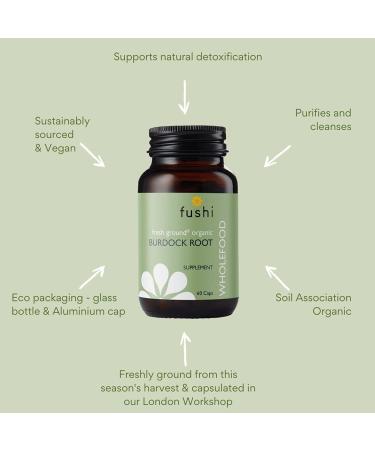 Fushi Organic Burdock Root (Arctium) Capsules 60 Caps | Fresh-Ground Whole Food | Indigenously Sourced Ethical Vegan Made in The UK - Buy Online on SooperMarket.com