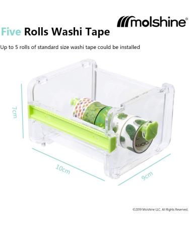 Molshine 2 Pack Transparent Desktop Washi Tape Dispenser with Cutter - Yellow & Green | Tape Roll Holder (Masking Tape Not Included) - Buy Online on SooperMarket.com