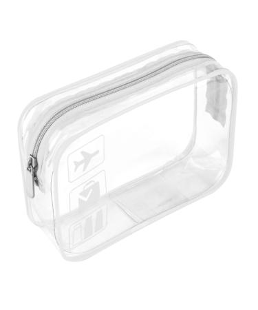 Clear Travel Toiletry Bag TSA Approved Quart Size Travel Bag Clear Airport Carry On Liquid Cosmetic Pouch Clear Shower Bag Transparent Security Toiletry Bags(White
