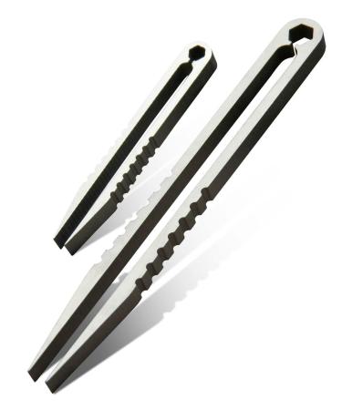 Canku 2pcs Mini Tweezers Titanium Portable Titanium Alloy EDC Tweezers Survival Camping Outdoor Travel Mini Tool(Silver) …