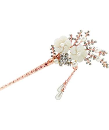 Minkissy 1PC Flower Pearl Hair Chopstick Alloy Hair Pin Chopsticks with Tassel Vintage Hair Stick for Girls Women - Buy Online on SooperMarket.com