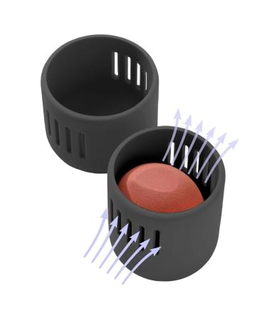 Silicone Makeup Sponge Holder & Travel Case Black- Brush Bubble fully closed or breathable option for travel or home to keep your makeup sponge cleaner & completely protected Blender Included