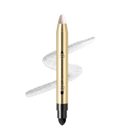 Go Ho White Highlighter Makeup Cream-to-powder Eyeshadow Stick Creamy Eyeshadow Pen Crayon Eye Brightener Stick Shimmer Pearl White Eyeshadow Pencil Smooth Easy To Color with Sponge Pointed 01 Shimmer White 01 White Hig...