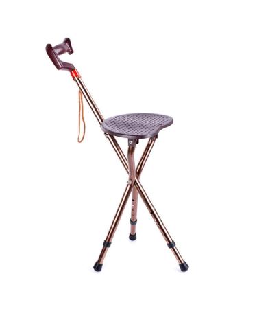 Walking Stick Seat Folding Stool Switch Sticks Three Legged Seat Stick Height Adjustable Aluminum Alloy 5 Gear Adjustment Static Loading 200Kg for Elder Parents Gift